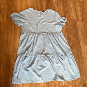 2xl light blue short sleeve midi tiered dress